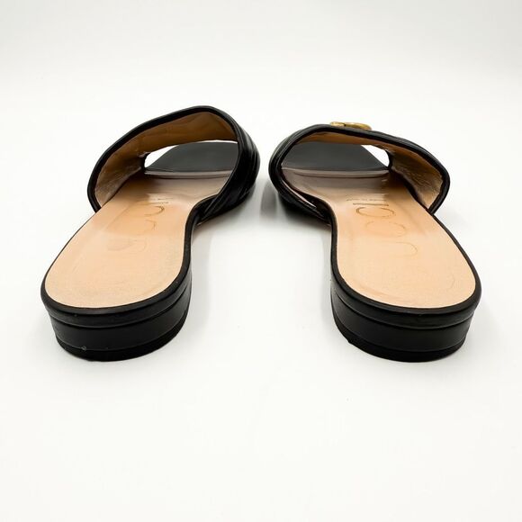 Gucci GG Marmont Quilted Chevron Black Leather Sandals Mules Flats - Picture 8 of 14